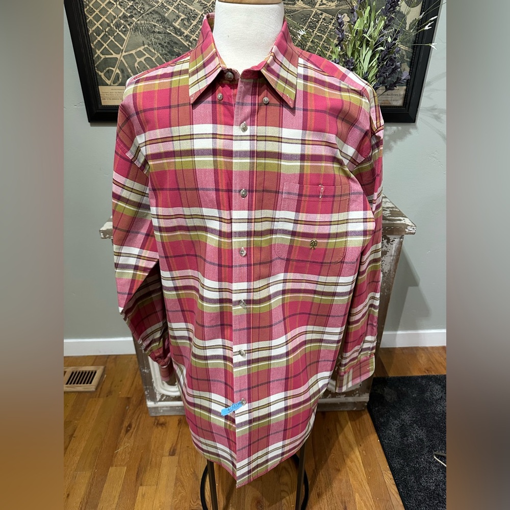 Men’s XL Wrangler Twenty X Plaid Western Cowboy Shirt